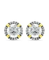 Giani Bernini Cubic Zirconia with Black Rhodium Halo Stud Earrings, 18K Gold over Silver