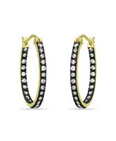 Giani Bernini 20mm Cubic Zirconia with Black Rhodium Oval Inside Outside Hoop Earringss, 18K Gold over Silver