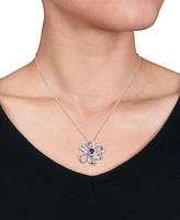 Gemstone Flower Necklace Sterling Silver