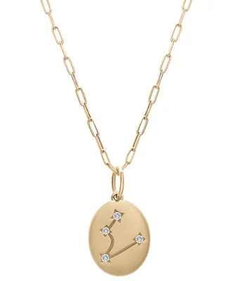 Wrapped Diamond Pisces Constellation 18" Pendant Necklace (1/20 ct. tw) in 10k Yellow Gold, Created for Macy's