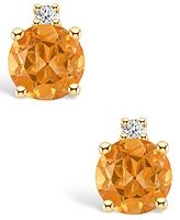 Citrine (1/2 ct. t.w.) and Diamond Accent Stud Earrings in 14K Gold