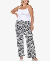 White Mark Plus Floral Paisley Palazzo Pants