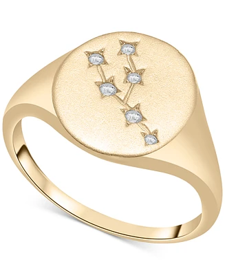 Wrapped Diamond Taurus Constellation Ring (1/20 ct. t.w.) in 10k Gold, Created for Macy's