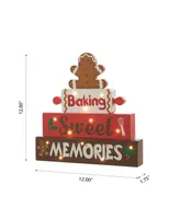 Glitzhome 12" Lighted Wooden Christmas Gingerbread Man Table Decor