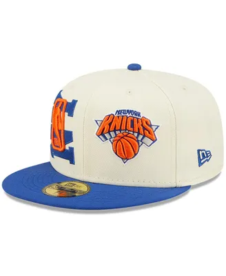 Men's New Era Cream and Blue York Knicks 2022 Nba Draft 59FIFTY Fitted Hat
