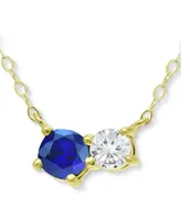 Giani Bernini Lab-Grown Blue Sapphire & Cubic Zirconia Collar Necklace, 16" + 2" extender, Created for Macy's