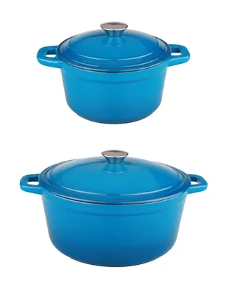 BergHOFF Neo 4Pc Cast Iron Set: 5qt. & 8qt. Covered Stockpot, Blue