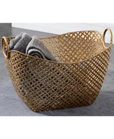 Metal Contemporary Storage Basket, 11" x 17" - Gold