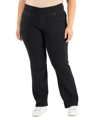 Style & Co Plus Size Mid-Rise Pull On Boot-Cut Jeans, Created for Macy's