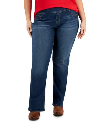 Style & Co Plus Size Mid-Rise Pull On Boot-Cut Jeans, Created for Macy's