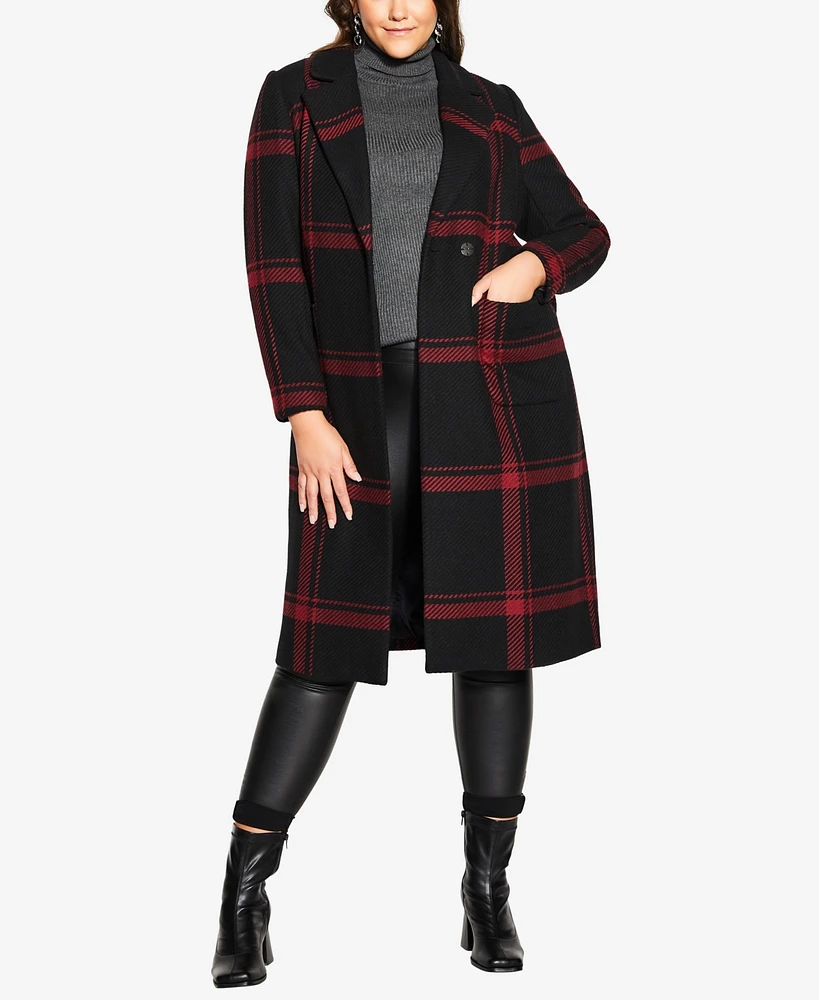 City Chic Plus Checkmate Coat