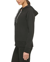 Dkny Sport Women's Logo-Drawstring Fleece Full-Zip Hoodie