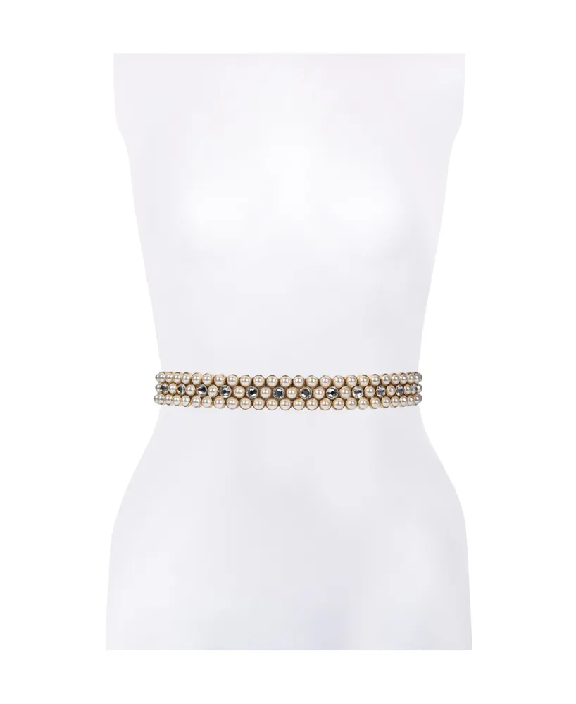 kate spade new york Women's Imitation Pearl Bridal Satin Bow Belt