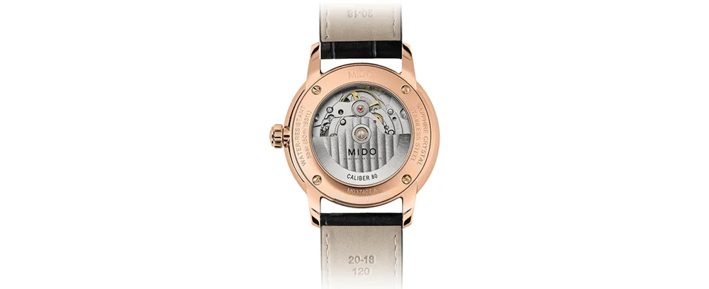 Mido Men's Swiss Automatic Baroncelli Ii Signature Black Leather Strap Watch 39mm