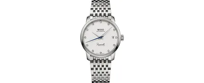 Mido Women's Swiss Automatic Baroncelli Iii Heritage Diamond (1/10 ct. t.w.) Stainless Steel Bracelet Watch 33mm