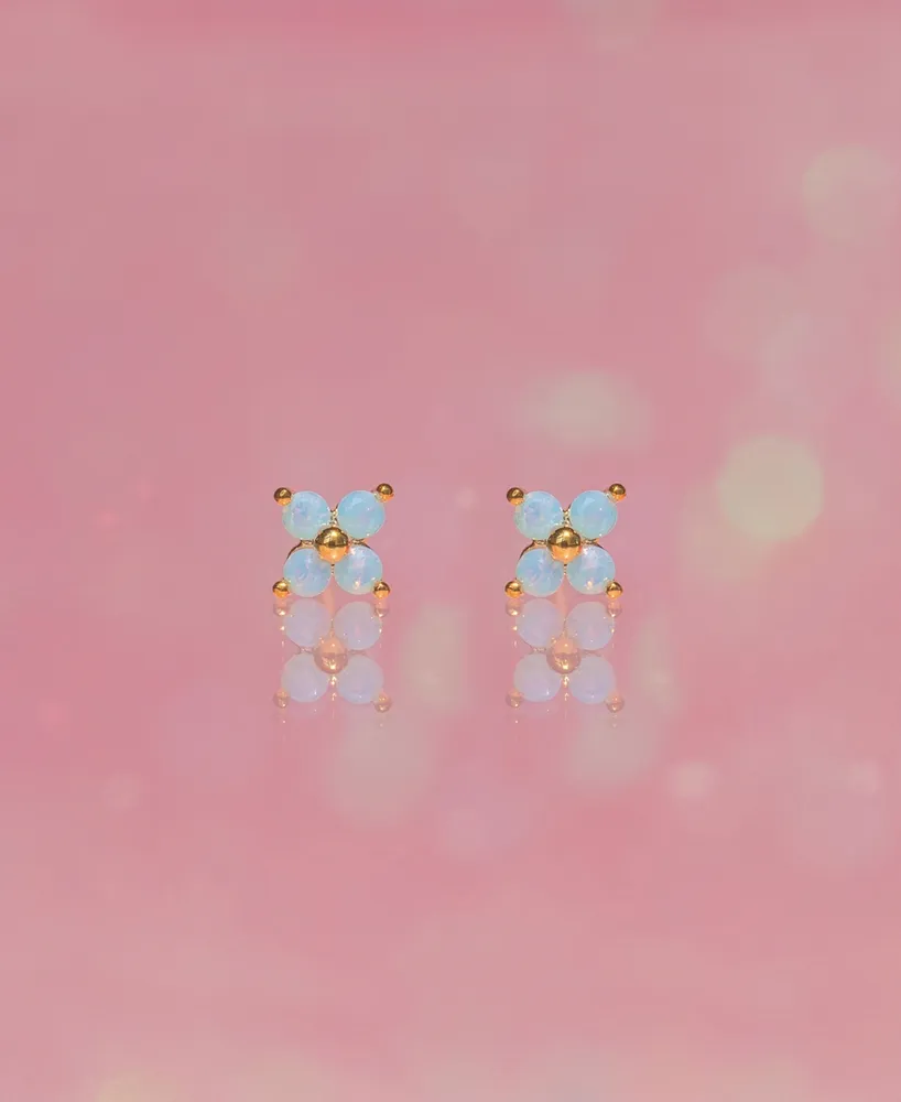 Girls Crew Teeny Tiny Blue Blossom Stud Earrings - Gold