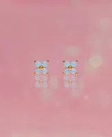 Girls Crew Teeny Tiny Blue Blossom Stud Earrings - Gold