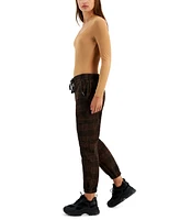 Tinseltown Juniors' Plaid Cargo Pull-On Jogger Pants