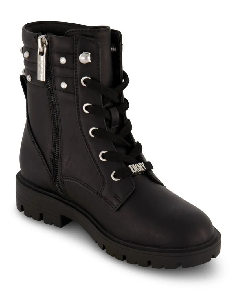 Dkny Big Girls Stassi Stone Crystal Stud Collar Moto Boots