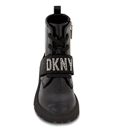 Dkny Little Girls Elastic Logo Strap Moto Boots