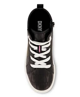 Dkny Little Girls Side Zipper All Over Logo High Top Sneakers