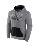 Men's Fanatics Heathered Gray Brooklyn Nets Off The Bench Color Block Pullover Hoodie
