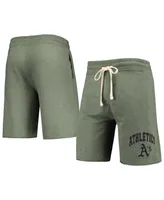 Men's Concepts Sport Heathered Olive Oakland Athletics Mainstream Tri-Blend Shorts