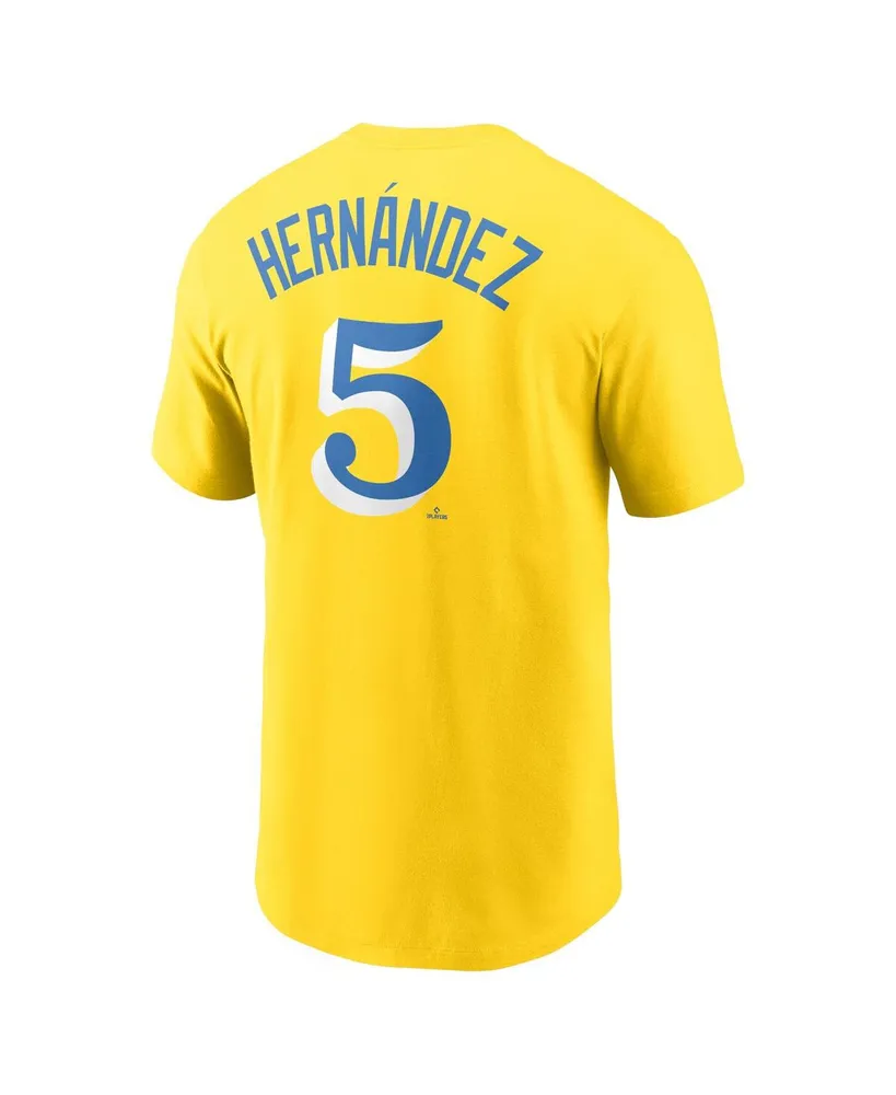 Men's Nike Enrique Hernandez Gold and Light Blue Boston Red Sox City Connect Name & Number T-shirt