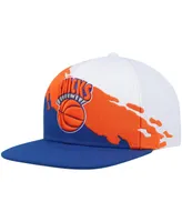 Men's Mitchell & Ness White, Blue New York Knicks Hardwood Classics Paintbrush Snapback Hat
