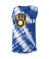 Women's Touch Blue Milwaukee Brewers Money Ball Tie-Dye Tank Top