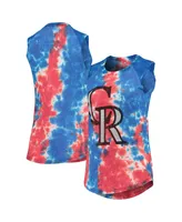 Women's Majestic Threads Red and Blue Colorado Rockies Tie-Dye Tri-Blend Muscle Tank Top