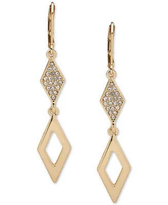 Karl Lagerfeld Paris Gold-Tone Pave Geometric Drop Earrings