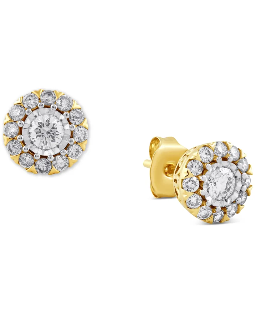 Diamond Halo Stud Earrings (3/4 ct. t.w.) in 10k Gold