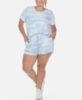 White Mark Plus 2 Piece Top Shorts Lounge Set