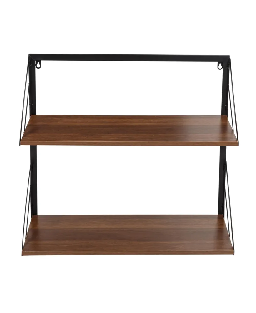 Multipurpose 2 Tier Floating Wall Shelf with Shelves and Bracket