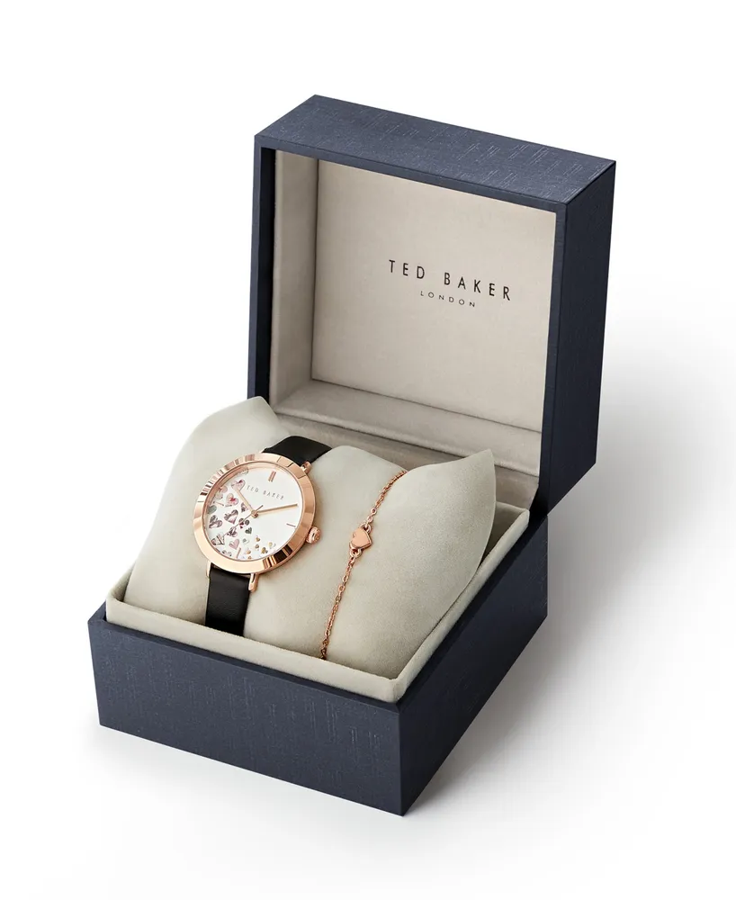 Ted Baker Women's Ammy Hearts Leather Strap Watch 34mm and Bracelet Gift Set