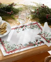 Elrene Winter Holiday Berry Fabric 4 Piece Placemat Set, 13" x 19"