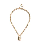 Coach Quilted Padlock Necklace - Gold