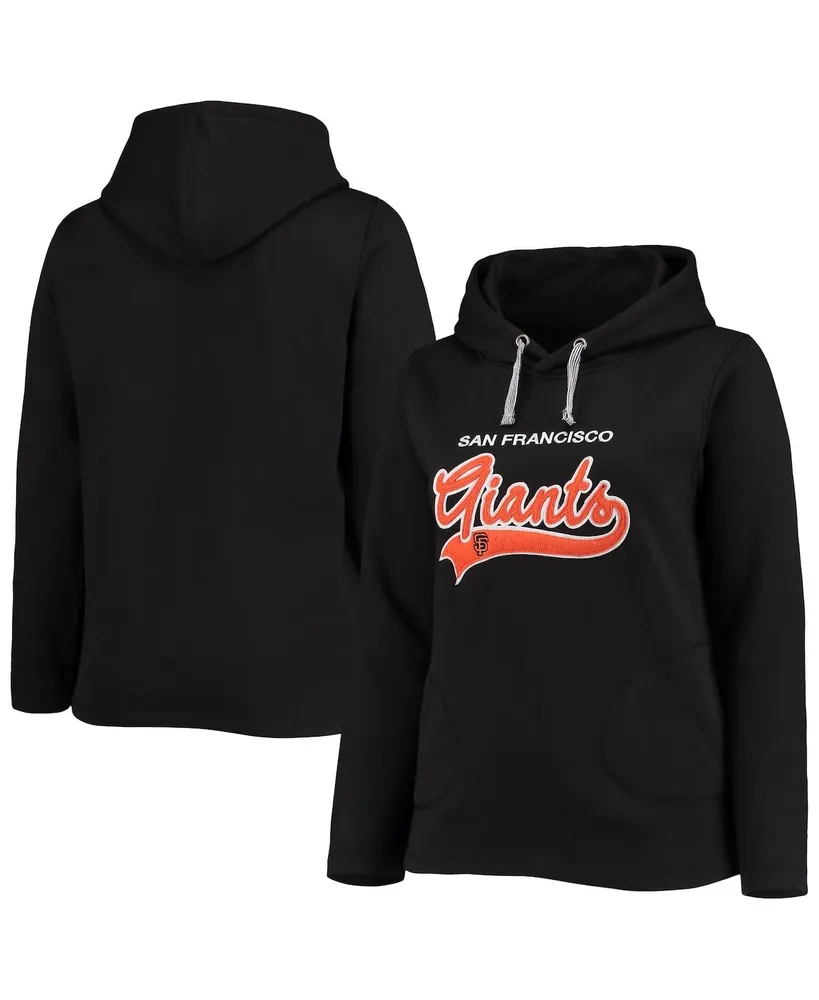 Women's Soft as a Grape Black San Francisco Giants Plus Side Split Pullover Hoodie