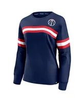 Women's Fanatics Navy Washington Wizards Block Party Chest Logo Striped Long Sleeve T-shirt