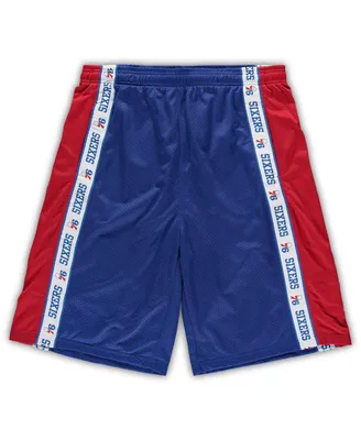 Men's Fanatics Royal, Red Philadelphia 76ers Big and Tall Tape Mesh Shorts