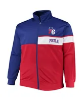Men's Royal, Red Philadelphia 76ers Big and Tall Pieced Body Full-Zip Track Jacket
