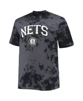 Men's Black Brooklyn Nets Big and Tall Marble Dye Tonal Performance T-shirt