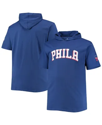 Men's Royal Philadelphia 76ers Big and Tall 2-Hit Short Sleeve Pullover Hoodie