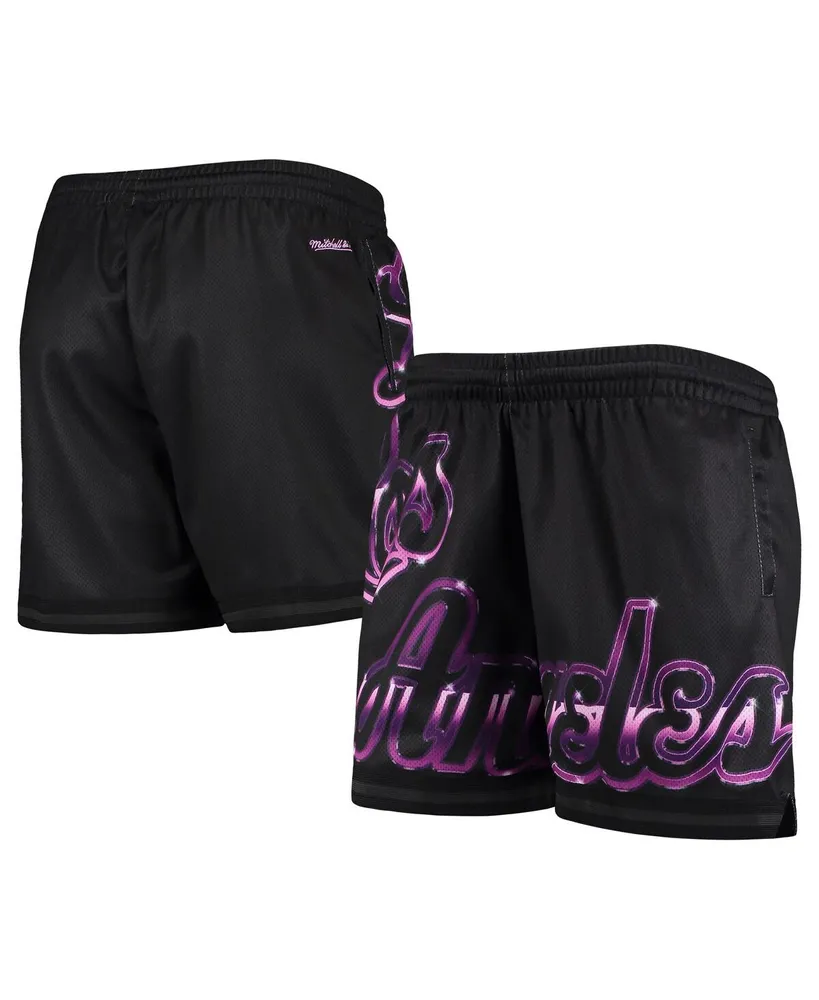 Women's Mitchell & Ness Black Los Angeles Lakers Big Face 4.0 Mesh Shorts