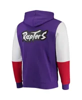 Men's Mitchell & Ness Purple Toronto Raptors Hardwood Classics Fusion 2.0 Colorblock Pullover Hoodie