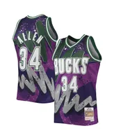 Men's Mitchell & Ness Ray Allen Purple Milwaukee Bucks Hardwood Classics 2000 Hyper Hoops Swingman Jersey