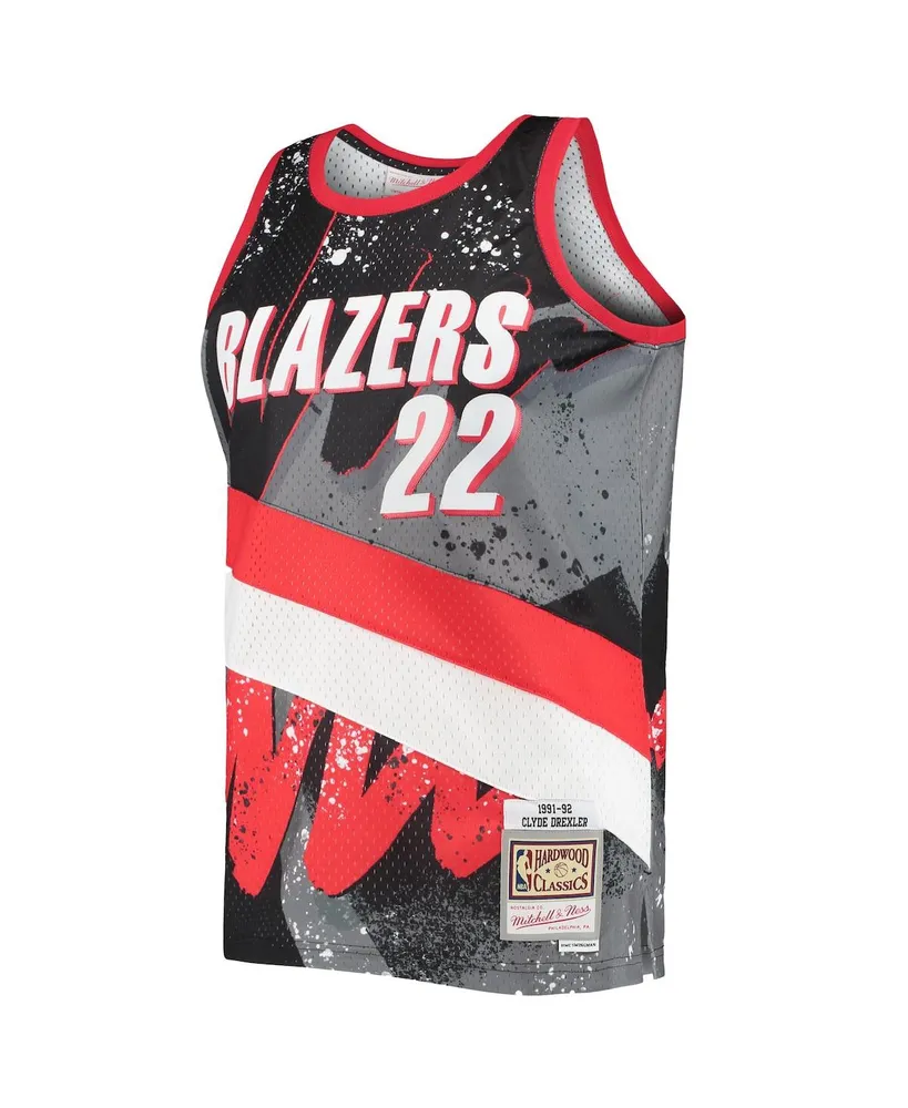 Men's Mitchell & Ness Clyde Drexler Black Portland Trail Blazers Hardwood Classics 1991-92 Hyper Hoops Swingman Jersey