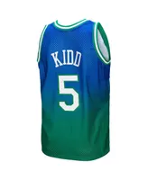 Men's Mitchell & Ness Jason Kidd Green and Navy Dallas Mavericks 1994/95 Hardwood Classics Fadeaway Swingman Player Jersey