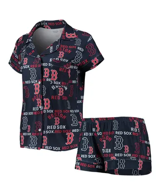 Women's Concepts Sport Navy Boston Red Sox Flagship Allover Print Top and Shorts Sleep Set